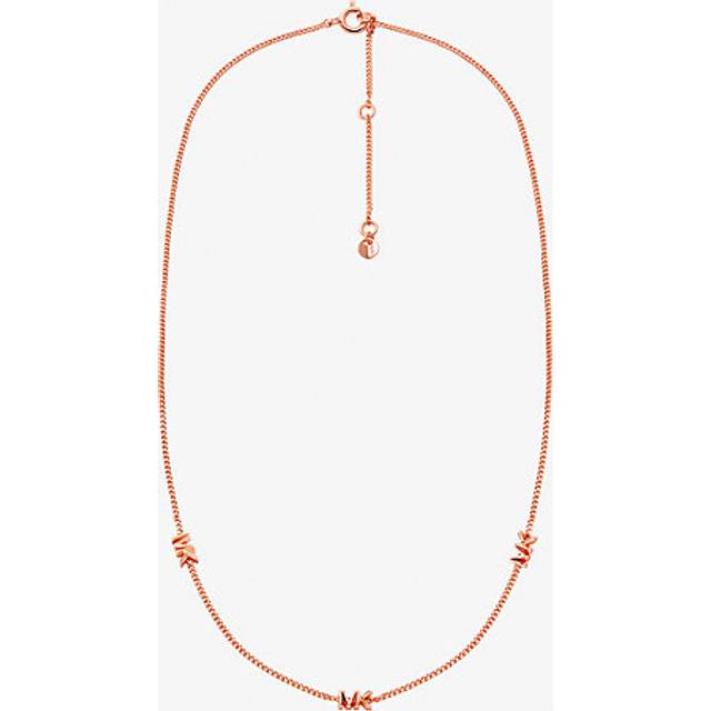 MK Precious Metal-Plated Sterling Silver Logo Necklace - Rose Gold - Michael Kors - ONE SIZE