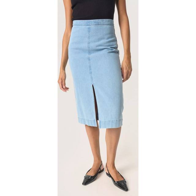Soaked In Luxury Annabeth Denim Pencil Skirt, Light Blue Denim