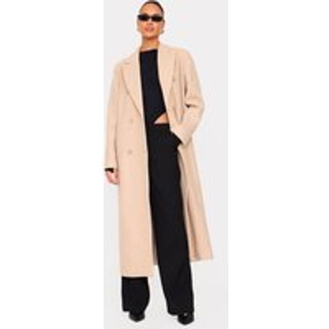 Stone Wool Look Oversized Drop Shoulder Maxi Coat, White - 4