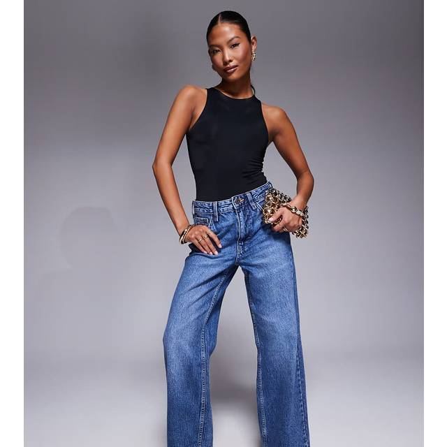 River Island Womens Petite Blue Relaxed Straight Jeans - 14XS