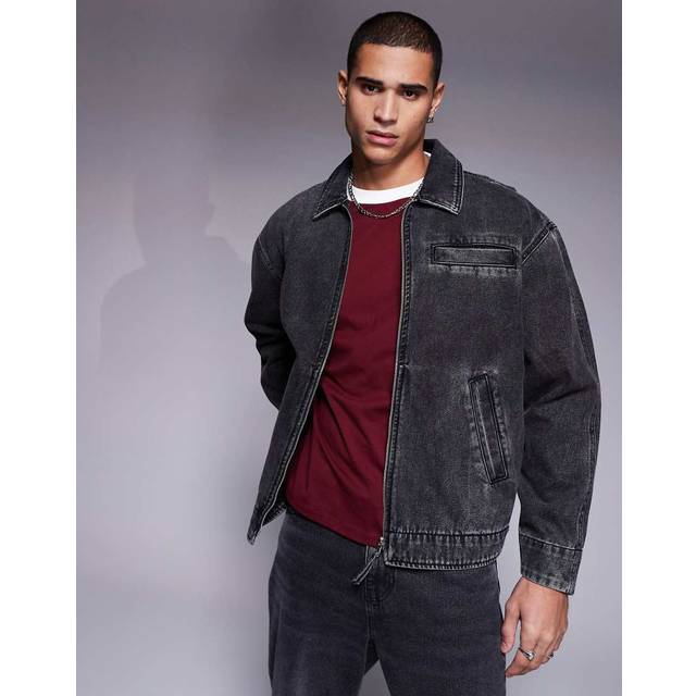 ASOS DESIGN – Svart jeansjacka i oversize-modell-Svart/a