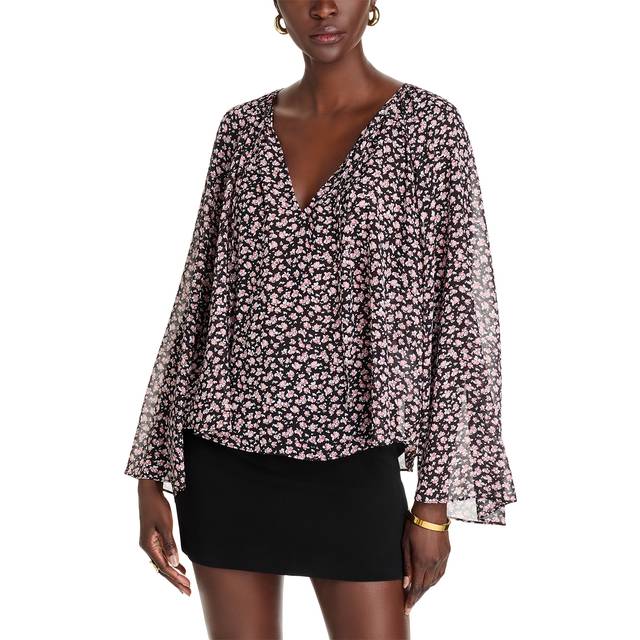 MK Floral Georgette Flared Sleeve Blouse - Pink - Michael Kors