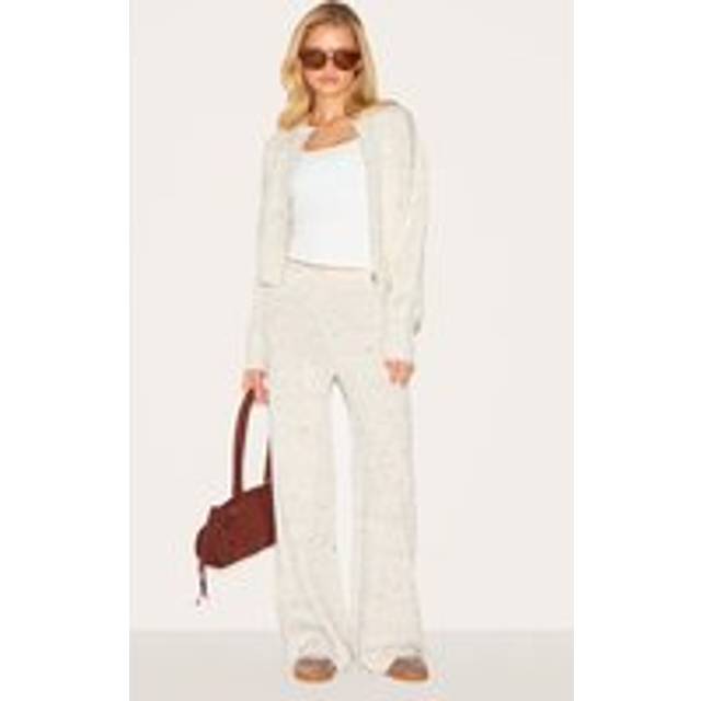 Cream Space Dye Knitted Trousers, White - L