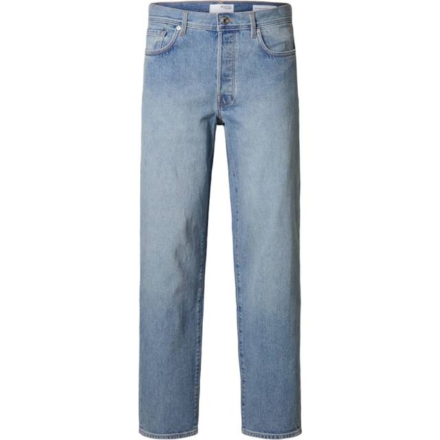 Selected Homme Straight Fit Cole 3501 Light Wash Jeans - Blue, Blue, Size Xl, Men - XL
