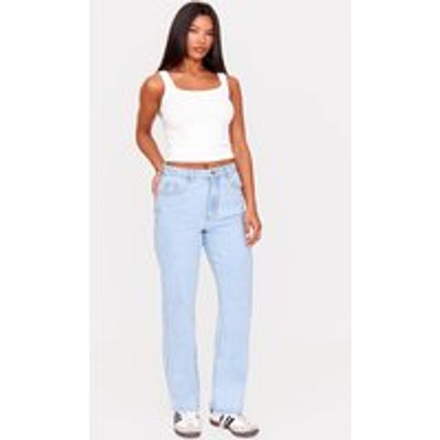 PRETTYLITTLETHING Light Blue Wash High Waist Straight Leg Jeans, Light Blue Wash - 6