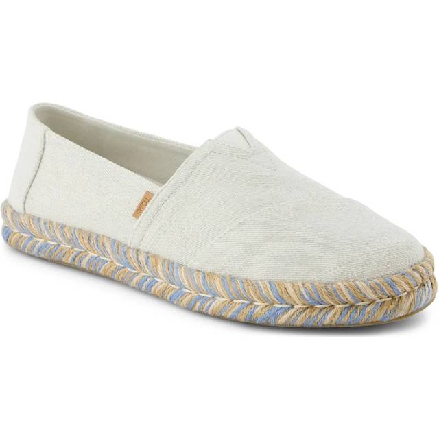TOMS Women's Alpargata Rope 2.0 Espadrille - Onyx Textured Denim in White, Size 5.5