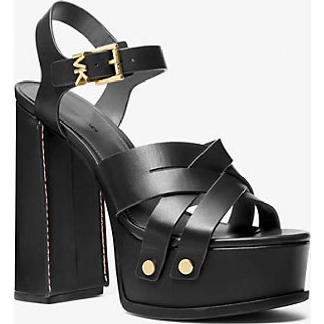 MK Nora Leather Platform Sandal - Black - Michael Kors - UK 8