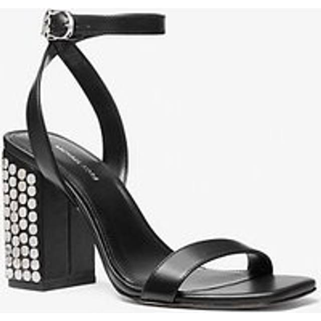 MK Merriam Studded Leather Block Heel Sandal - Black - Michael Kors