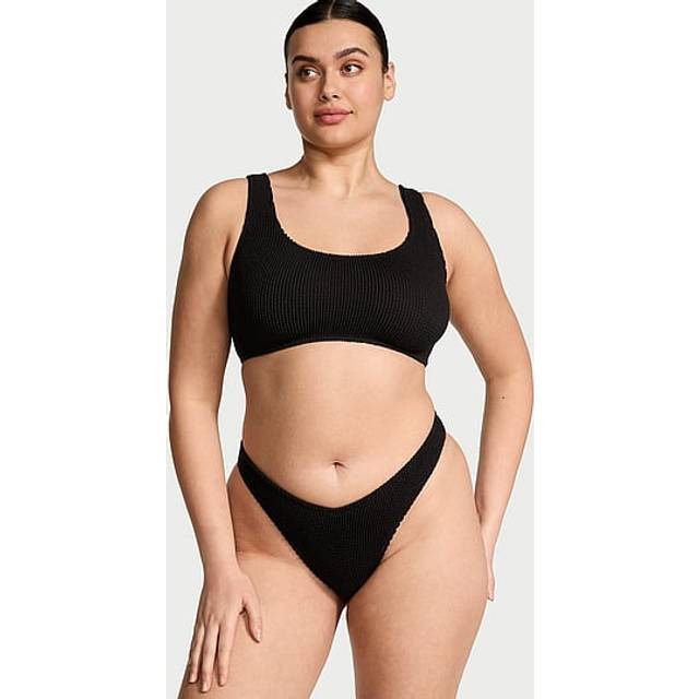 Victoria's Secret Black Scoop Crinkle Bikini Top - black - XS-S