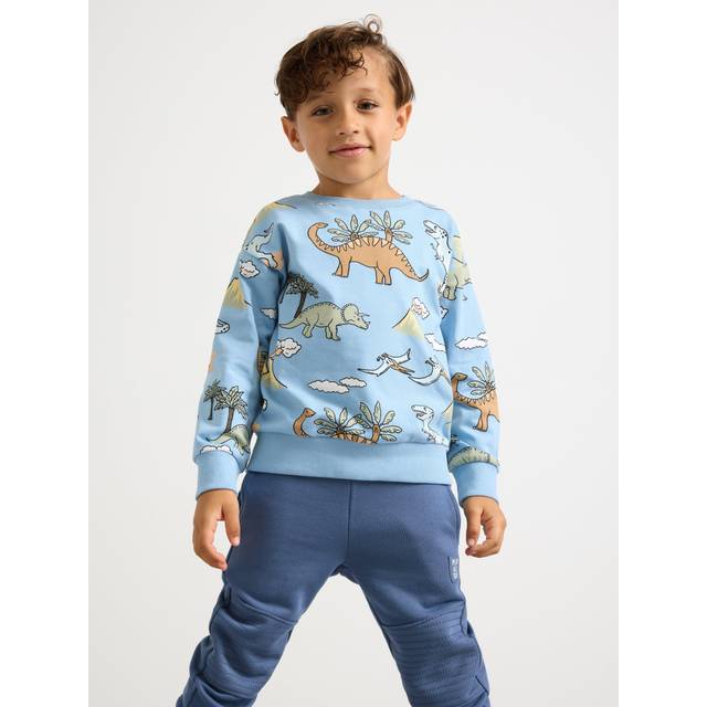 Lindex Kids' Dinosaur Print Sweatshirt, Light Blue