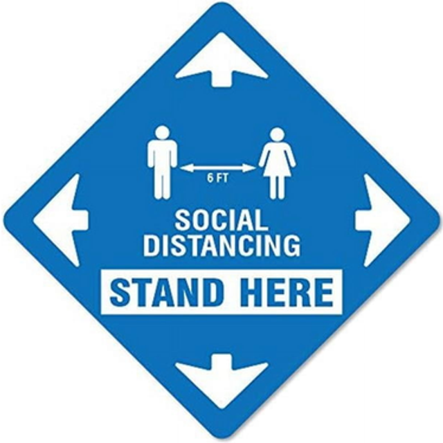 SignMission FD-X-16-3PK-99983 Non-Slip Floor Graphic Coronavirus Vinyl Decal - Stand Here Social Distancing - Pack of 3