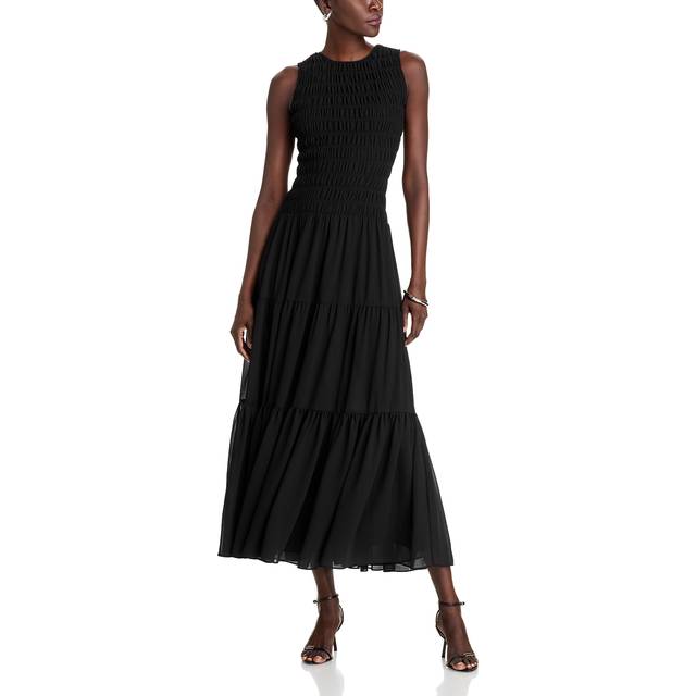 Michael Kors for woman. MS582VF7R3 Black ruffled georgette straps dress (L), Casual, Polyester, Sleeveless / Straps