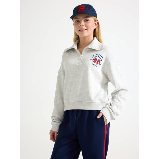 LINDEX Sweatshirt With Collar |Grå |128