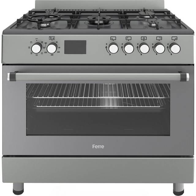 Ferre 90cm Dual Fuel Range Cooker With Double Turbo Fan & 5 Burner(1 Wok) - Dove Grey
