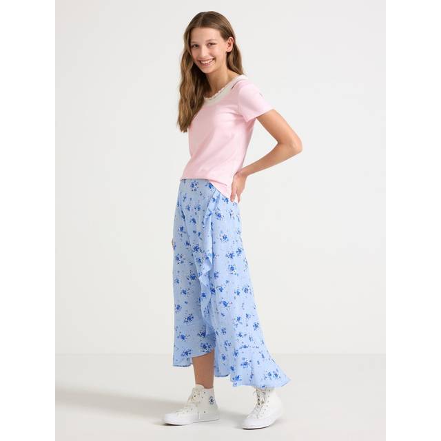 LINDEX Skirt Midi With Wrap |Blå |134/140