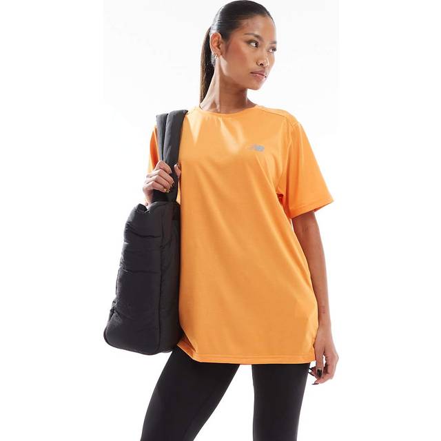 New Balance Women's Running Sport Essentials T-Shirt - Orange, Sizzle (Siz), Size L, Women - Izzle (Siz)