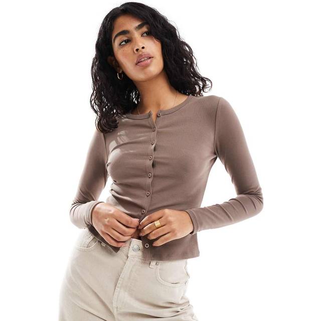 Cotton On – Brun kort kofta med långa ärmar