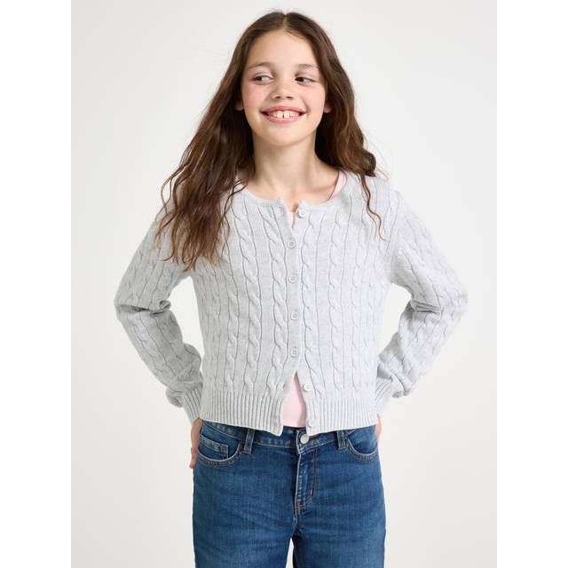 LINDEX Cardigan With Cabels |Grå |158/164