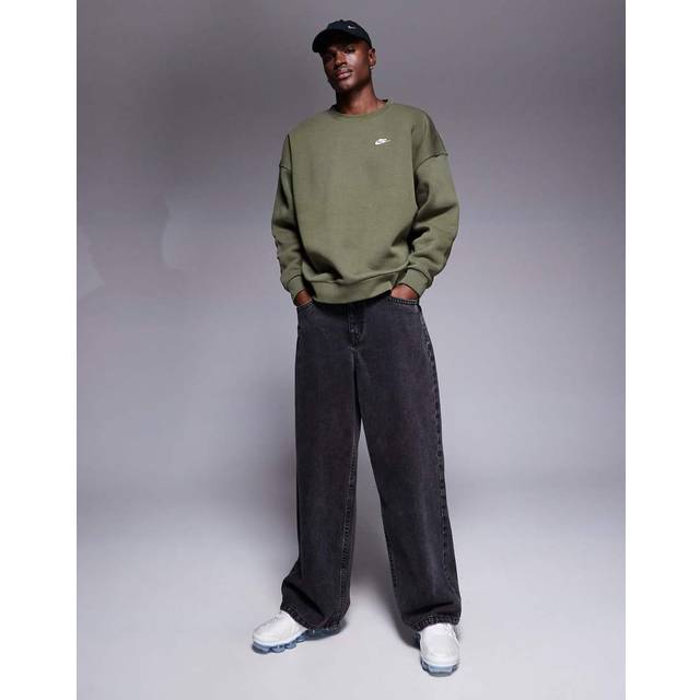 Nike Sportswear Club Men's Oversized Fleece Crew-Neck Sweatshirt - Green - Cotton/Polyester