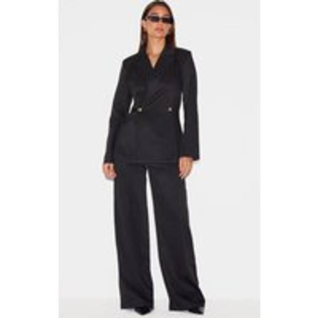 Black Premium Tailored Woven Wide Leg Trousers, Black - 16