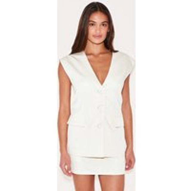 Cream Oversized Tailored Woven Waistcoat, White - 10