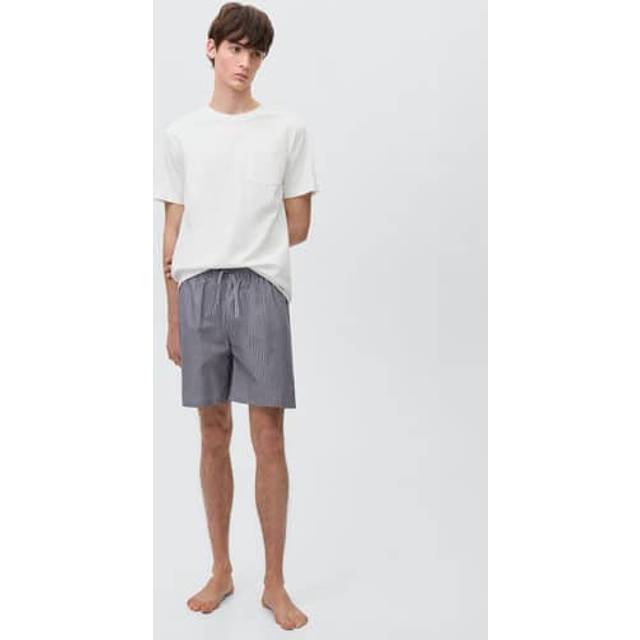 Striped cotton short pyjamas off white - Teenage boy - S - MANGO TEEN - Off White