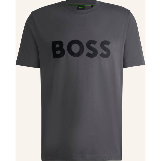 Cotton-jersey T-shirt with large logo - Dark Grey