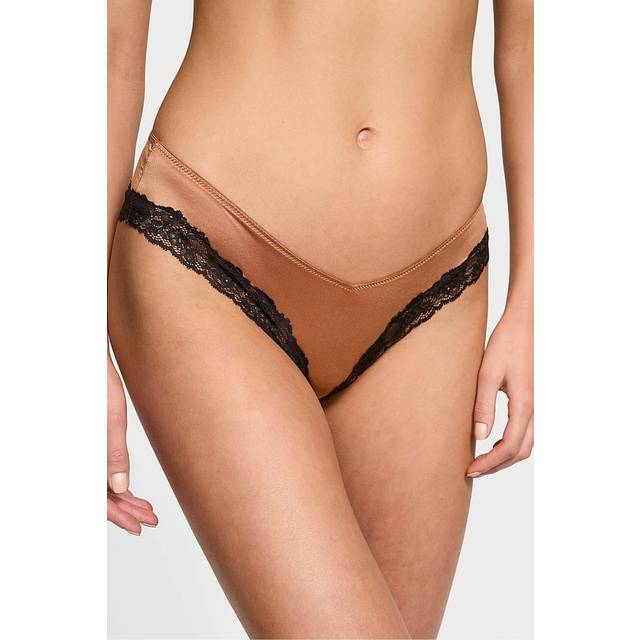 Victoria's Secret Caramel Nude Cheeky Lace Trim Knickers - caramel nude - M