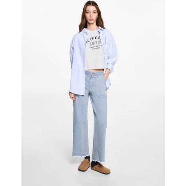 Message crop T-shirt off white - Teenage girl - L - MANGO TEEN - Off White