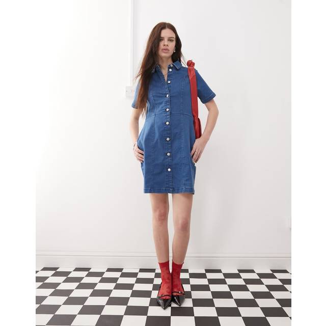 Noisy May NMNISA S/S SLIM DENIM DRESS VI526BL NOOS Mini Dress blue