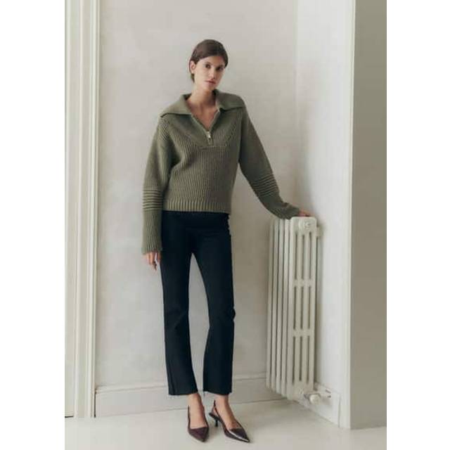 Maternity flared cropped jeans black denim - Woman - 10 - MANGO - Black denim