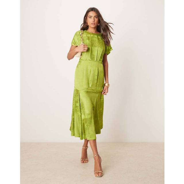 Never Fully Dressed Erin Jacquard Print Dress, Lime