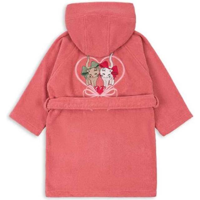 Konges Sløjd - Terry Bathrobe Embroidery Gots - Badrock för barn - Flamingo Plume - 12-18M