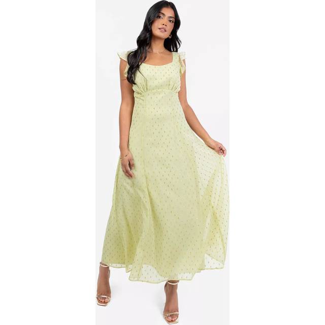 Anaya With Love Textured Georgette Tie Back Midi Dress, Spring Green