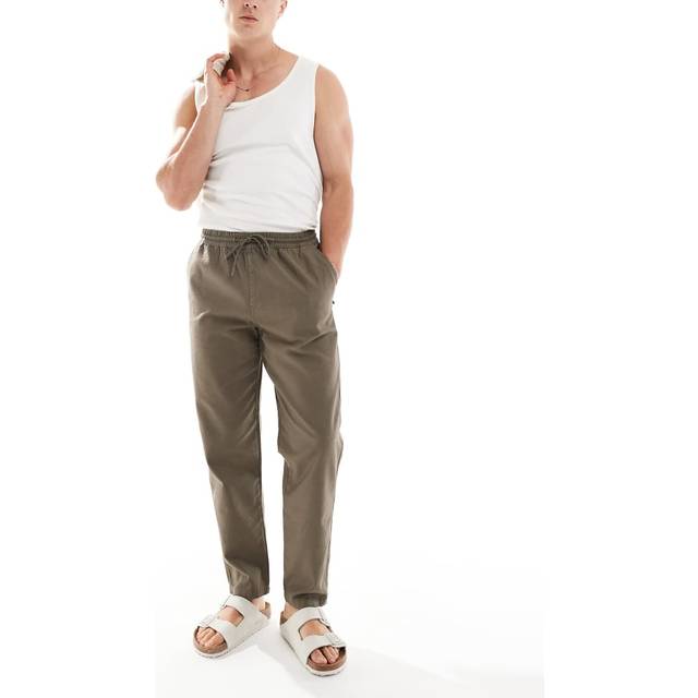Mens River Island Brown Pull On Tapered Fit Trousers - MED / L