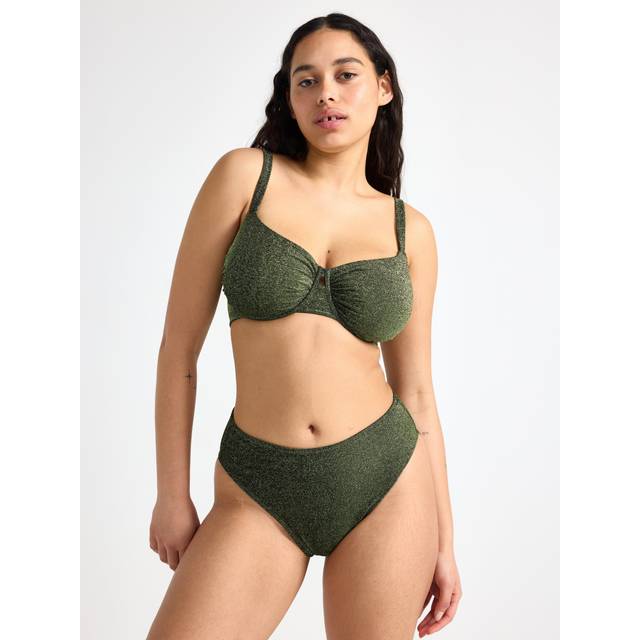 Högmidjad bikiniunderdel med lurex