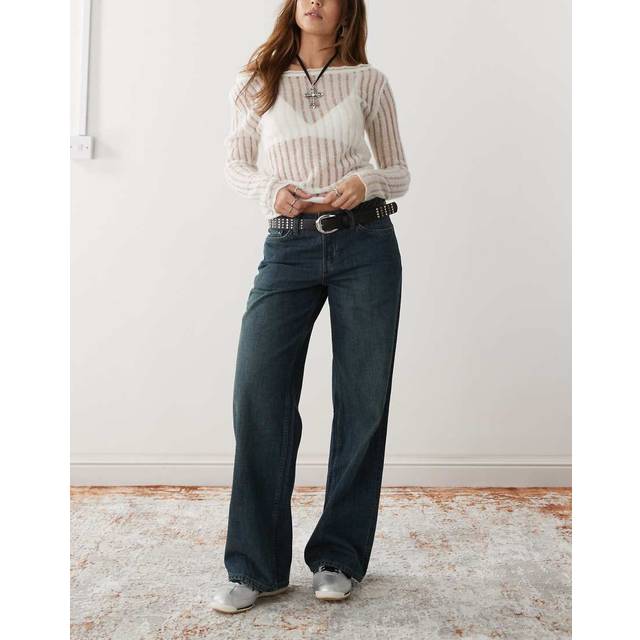 WEEKDAY Ample Low Rise Loose Wide Leg Jeans |Blå |25 x 32