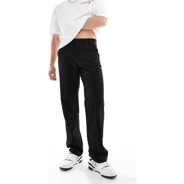 ASOS DESIGN – Svarta, raka kostymbyxor-Svart/a