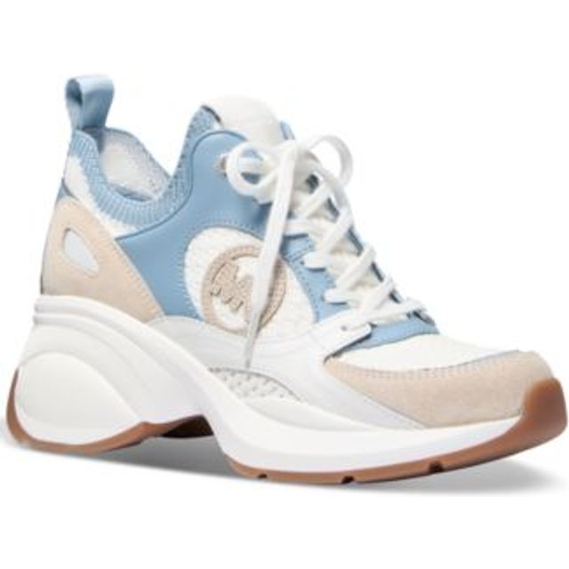 Michael Kors Zuma Color-Block Leather and Mesh Trainer