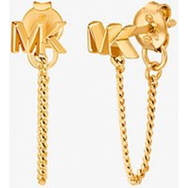 MK Precious Metal-Plated Sterling Silver Logo Chain Earrings - Gold - Michael Kors - ONE SIZE