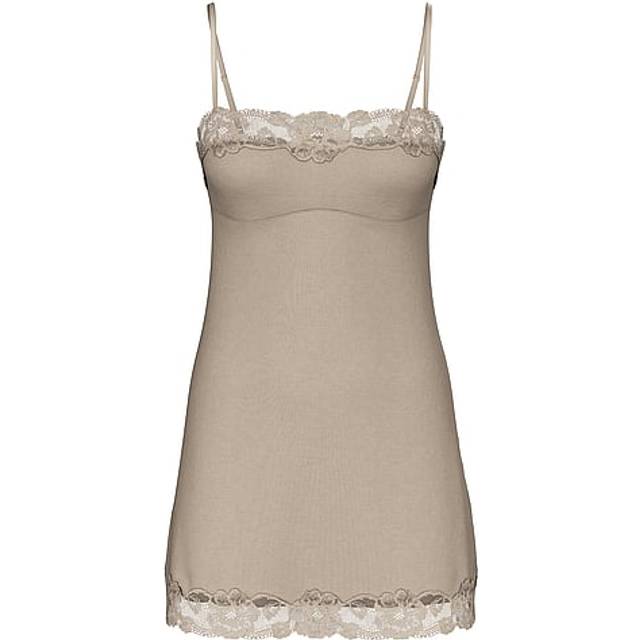 Victoria's Secret Turtle Dove Grey Modal Straight Neck Slip Dress - turtle dove grey