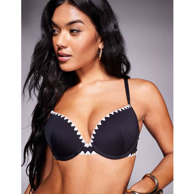 Boux Avenue – Svart och vit bikiniöverdel med bygel och sömdetaljer-Guld