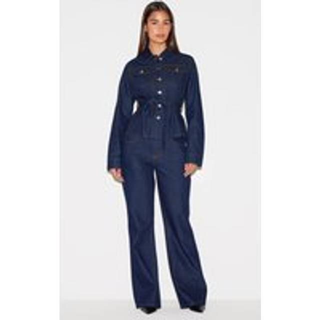 Indigo Mid Waist Contrast Stitch Flared Jeans, Indigo - 12