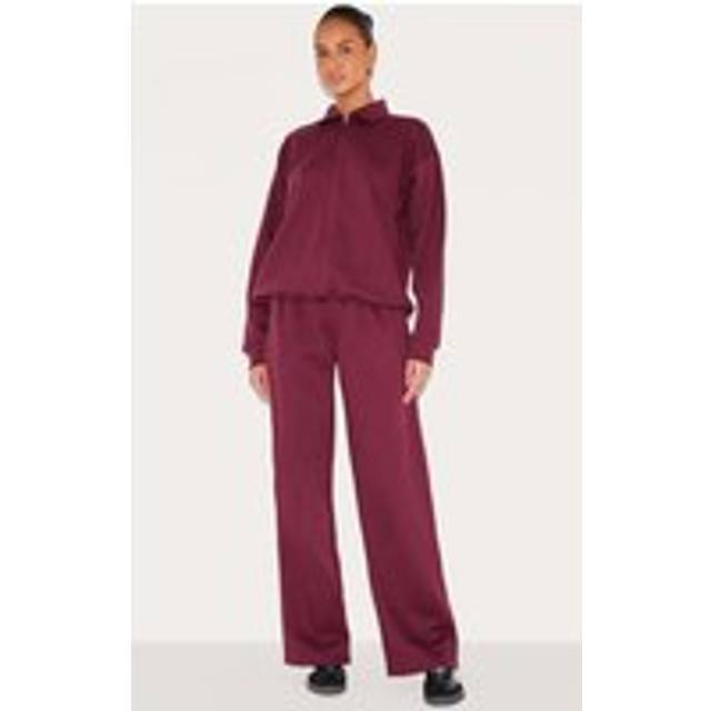 Burgundy Wide Leg Sweat Joggers, Red