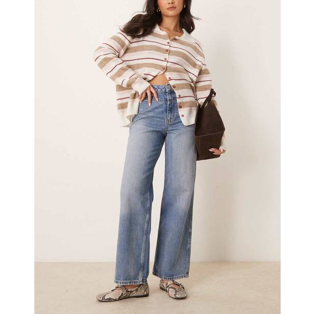 New Look Women's Blue Western Front Seam Wide Leg Jeans - 10L32