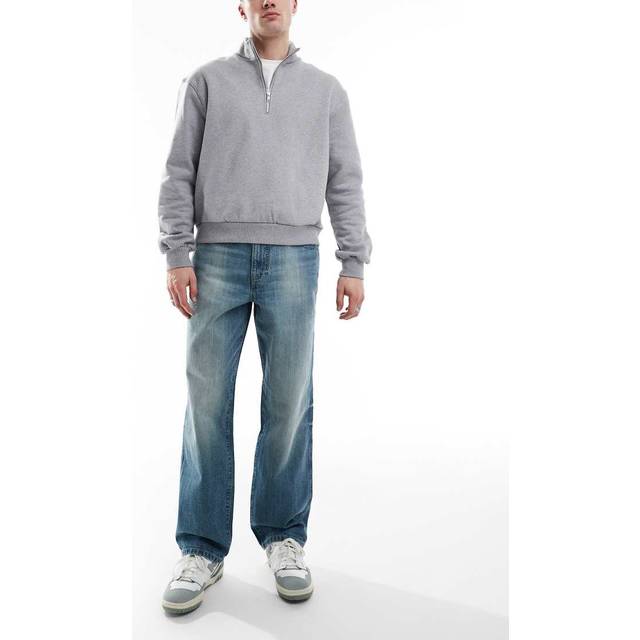 ASOS DESIGN – Ljusblå, tvättade, baggy jeans i snickarstil