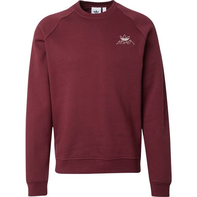 Winter Resort Mountain Graphic Fleece Crewneck Sweatshirt - Shadow Red