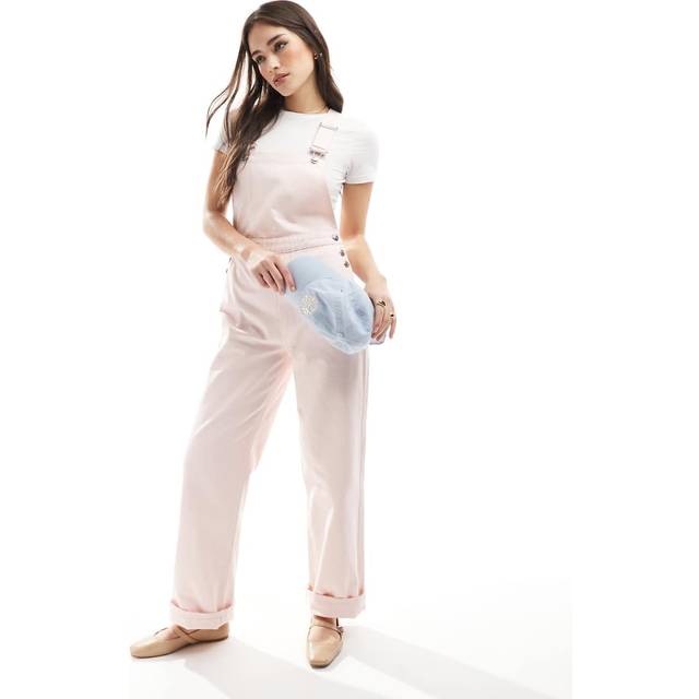 Miss Selfridge – Rosa hängselbyxor i denim