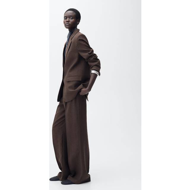 Mango Veronica Straight Trousers, Brown