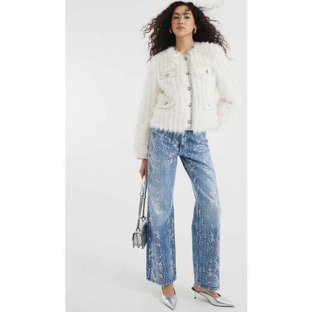 River Island Womens Blue Denim Relaxed Straight Snake Jeans - 16R